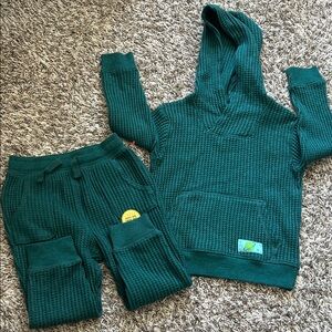 Cat & Jack Teal Green Waffle Knit Hoodie and Joggers Set